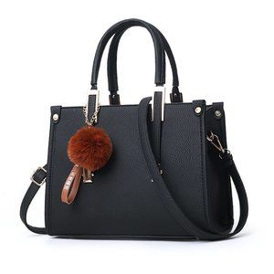 Stylish grain vinyl faux leather handbag with optional leather strap